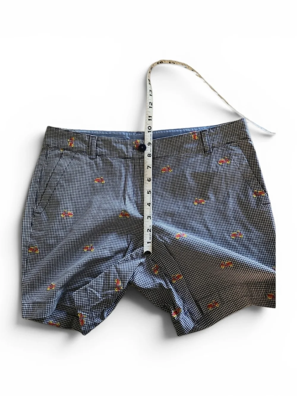 Talbots The Weekend Chino Shorts Navy Check With Applique Size 8P